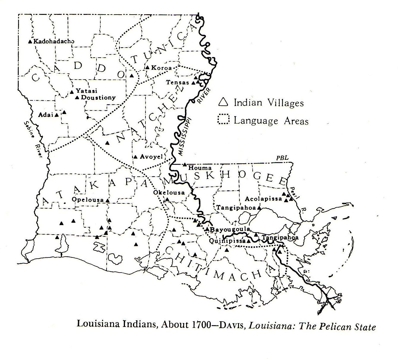 Davis Map of Louisiana Tribes