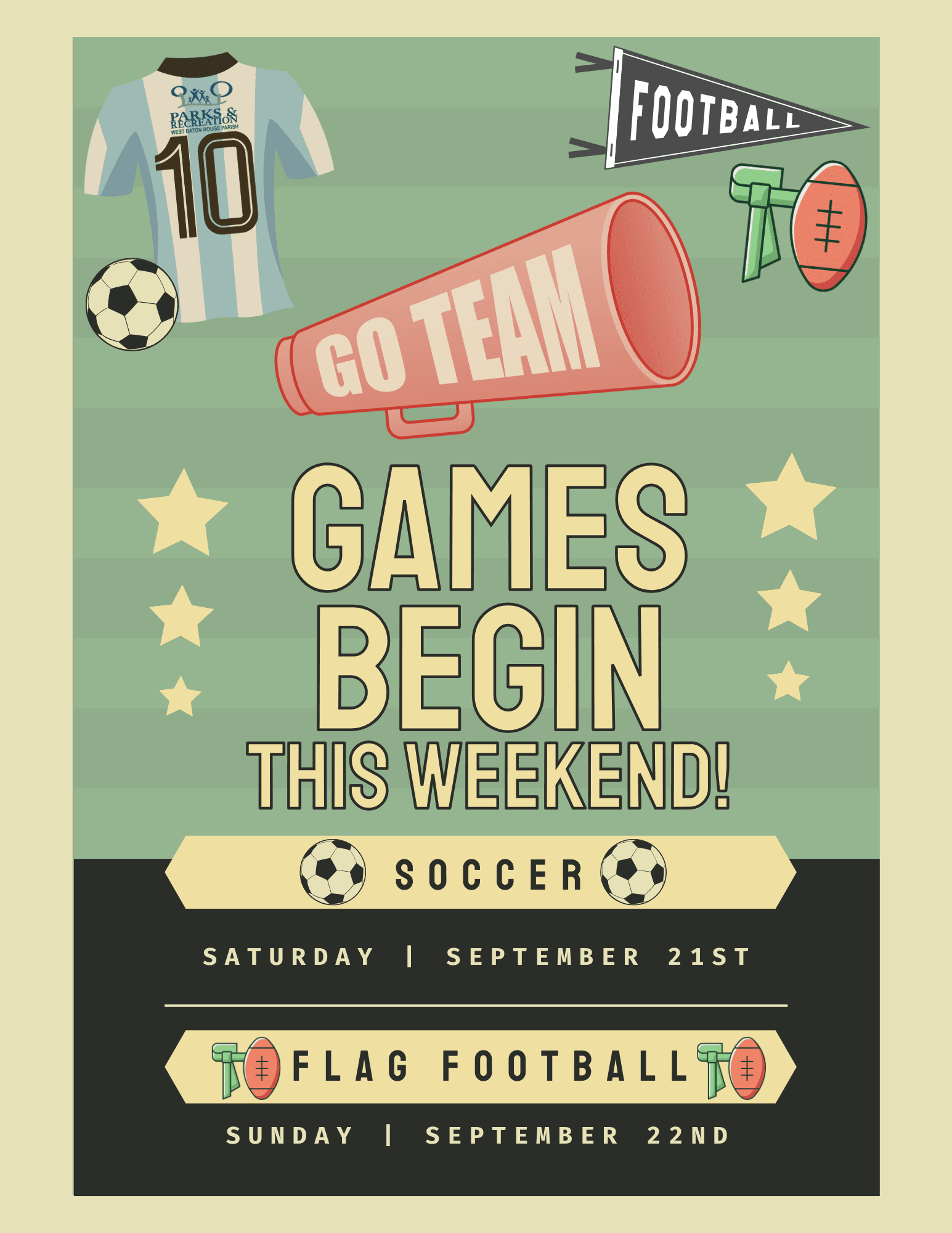 Green Soccer Tryouts Flyer